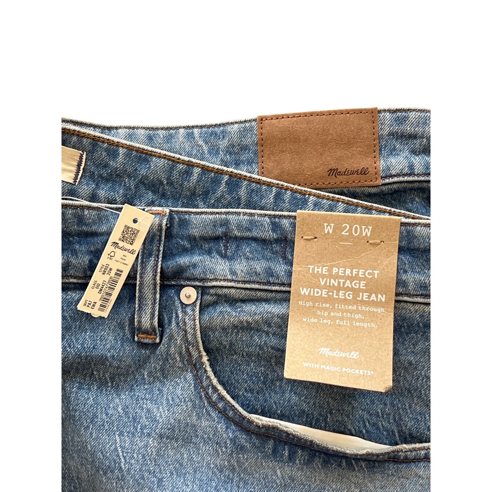 NWT Madewell The Perfect Vintage Wide-Leg Jeans Blue High Rise 20W